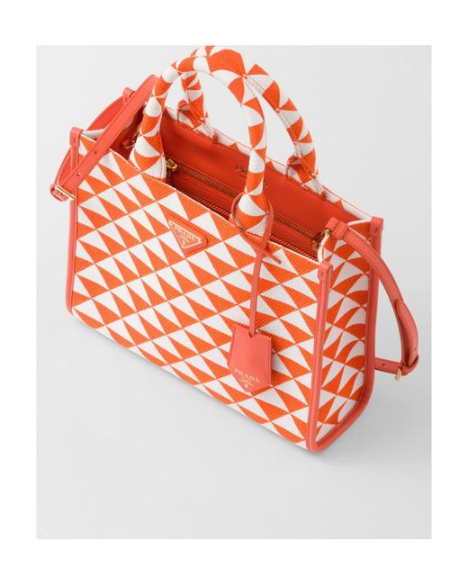 Prada Orange Symbole Small Top Handle Bag