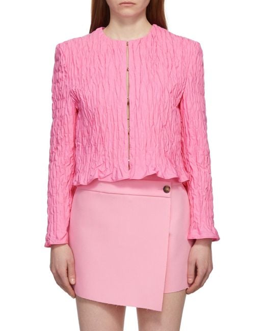 MSGM Pink Ruffle-Detail Blouse