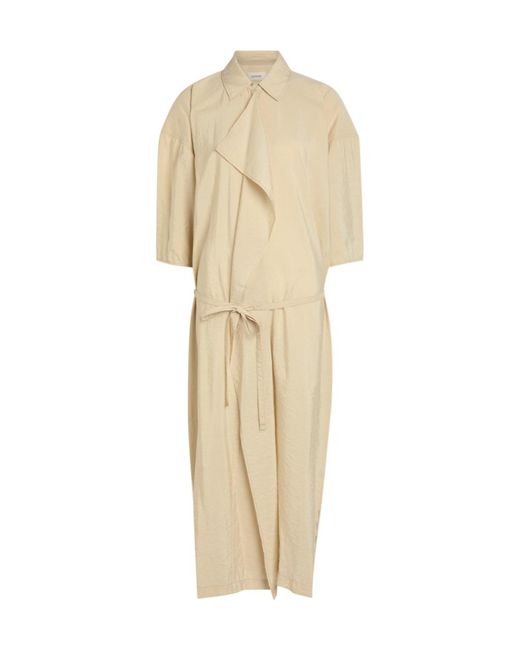 Lemaire Natural Belted Brushed Silkblend Midi Shirt Dress