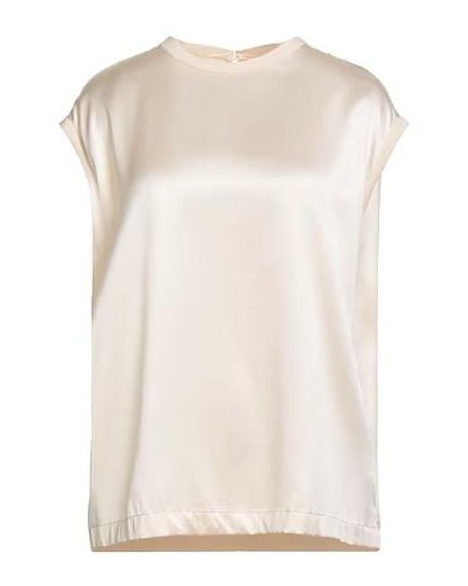 Brunello Cucinelli White Shiny Short-Sleeve Top