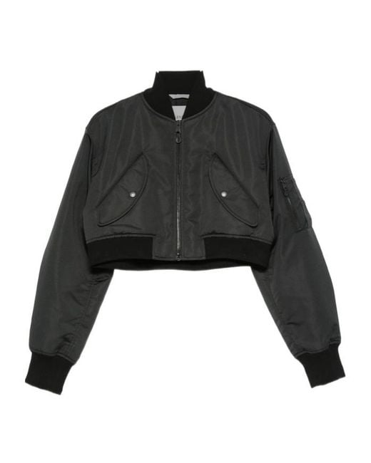 Balenciaga Black Cropped Bomber Jacket