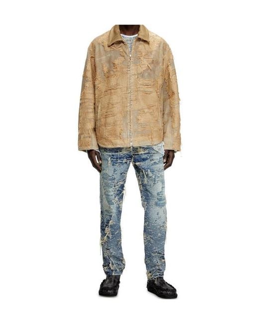 DIESEL Natural D-Ivar-Fsg Distressed Denim Jacket for men