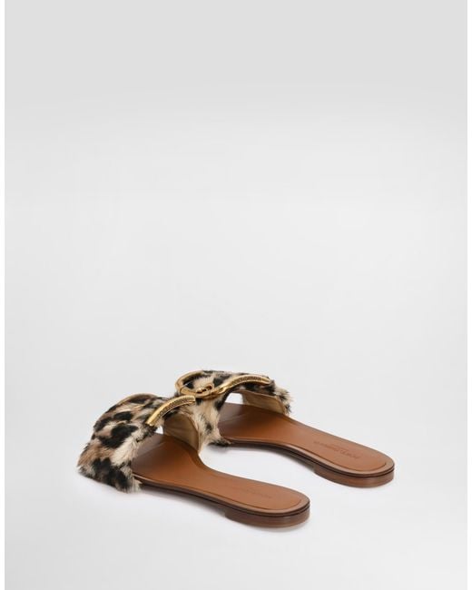 Dolce & Gabbana Multicolor Leo-Print Kid Leather Flat Slippers