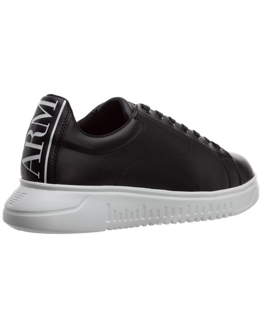 Emporio Armani Black Low Top Wedge Sole Sneakers for men