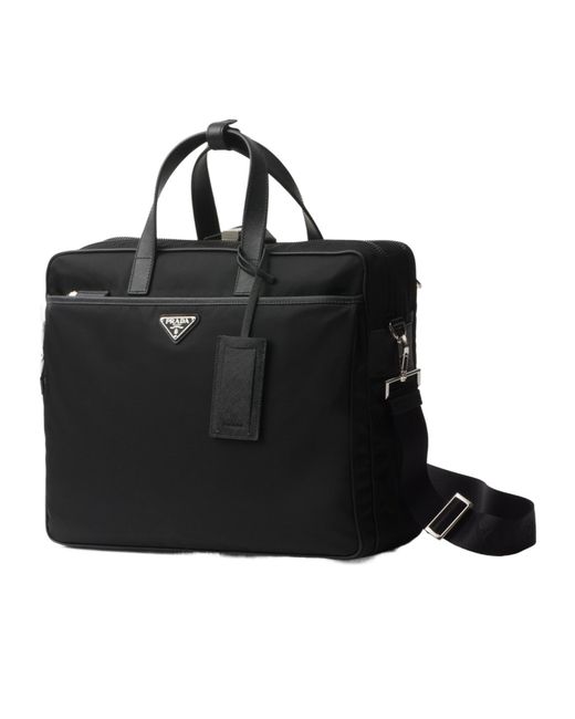 Prada Black Re-Nylon Zipped Laptop Bag for men