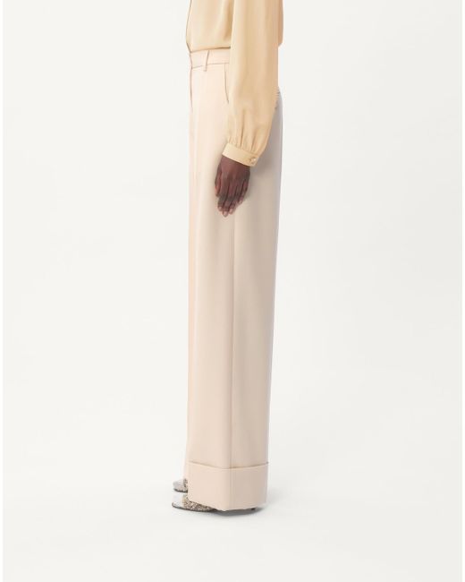 Valentino White Diagonal Dry Wool Trousers