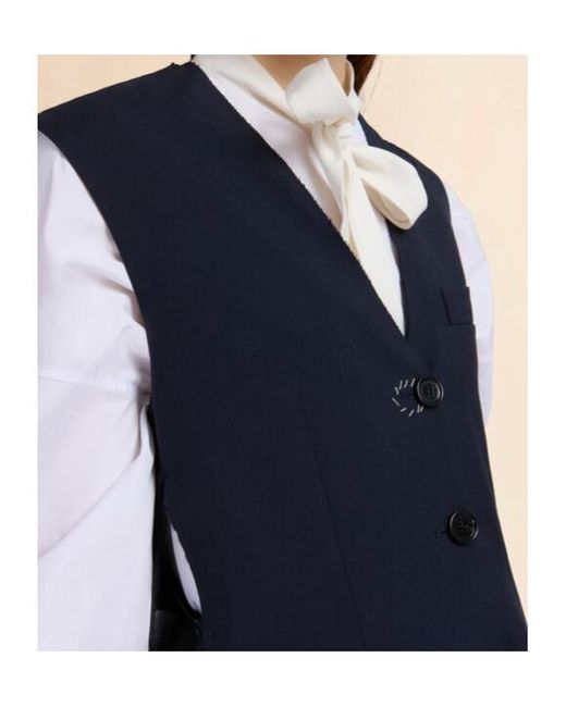 Marni Blue Single-Breasted Side Slit Waistcoat