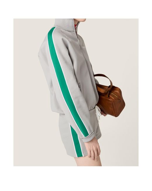 Miu Miu Gray Technical Yarn Zipper Sweatshirt