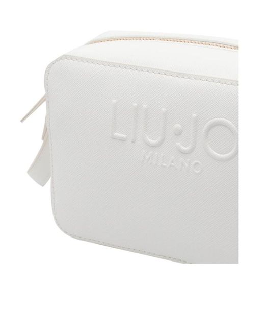 Liu Jo White Logo-Embossed Zipped Crossbody Bag
