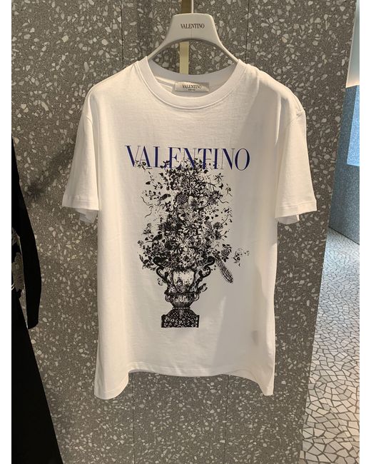 Valentino White Floral Bouquet Logo T-Shirt