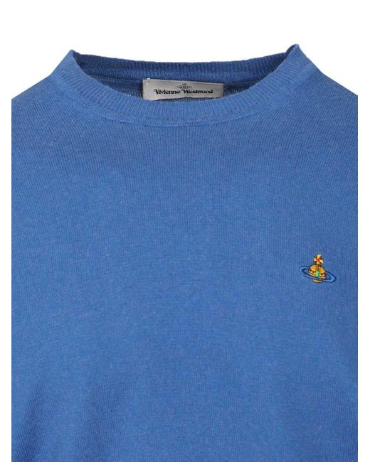 Vivienne Westwood Blue Orb Embroidered Sweatshirt for men