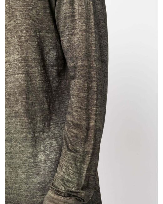 Avant Toi Green Acid-Wash Button-Up Shirt for men