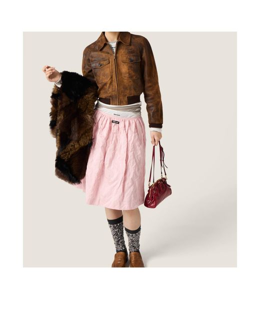 Miu Miu Brown Waxed Suede Leather Jacket