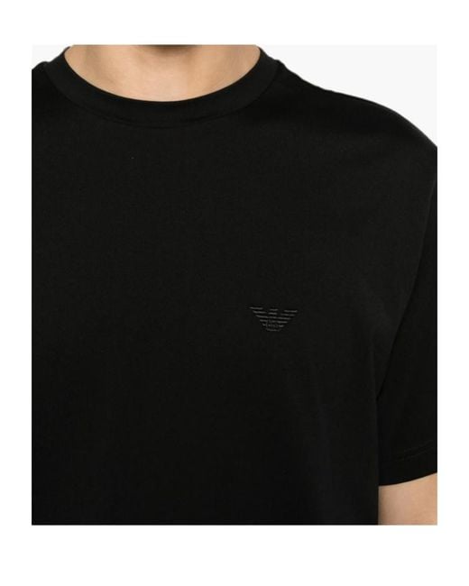 Emporio Armani Black Logo-Embroidered T-Shirt for men