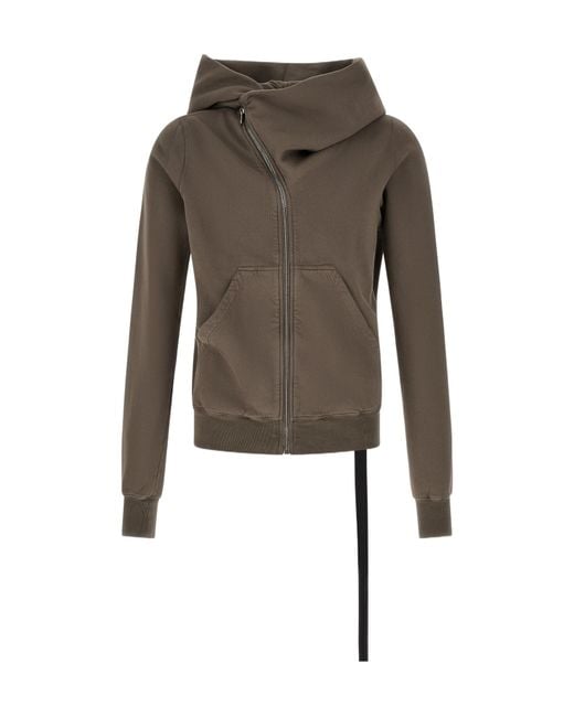 Rick Owens Brown Mountain Asymmetric Zip Hoodie for men
