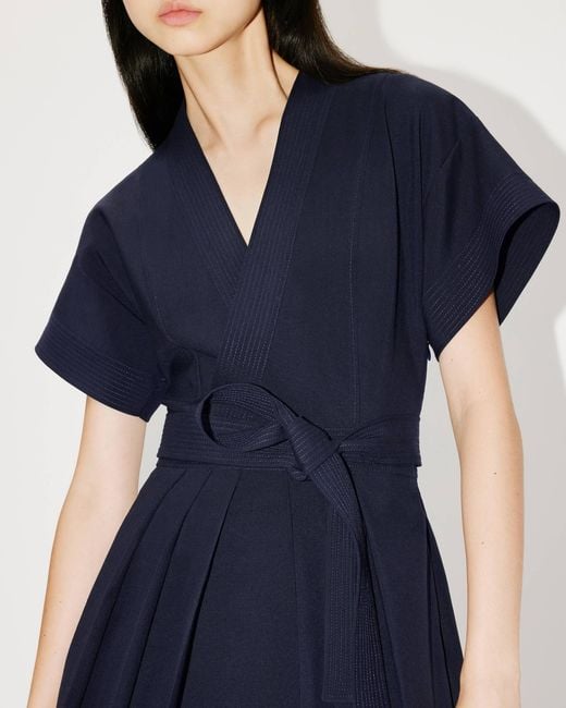 KENZO Blue Kimono Flared Cut Mini Dress