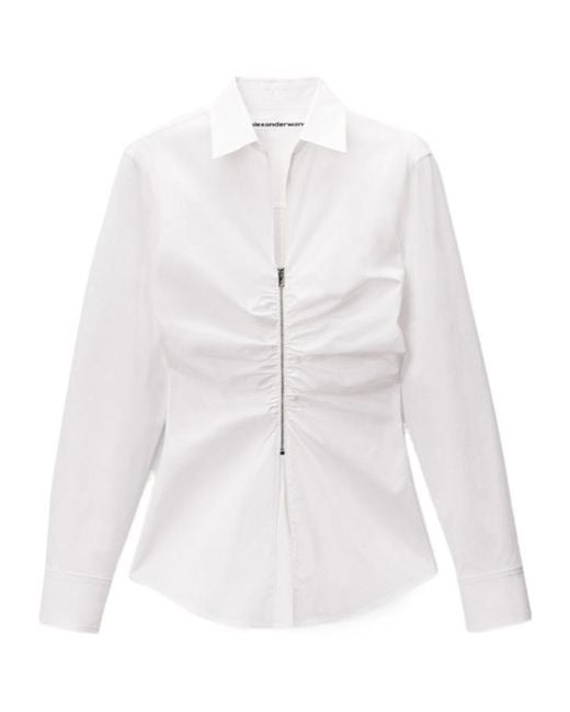 Alexander Wang White Gathered Bust Shirt