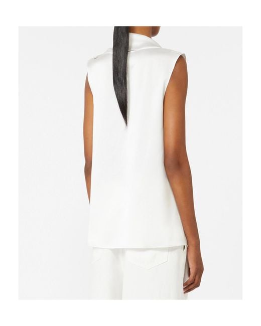 Max Mara White 'S Dry Draped Sleeveless Top