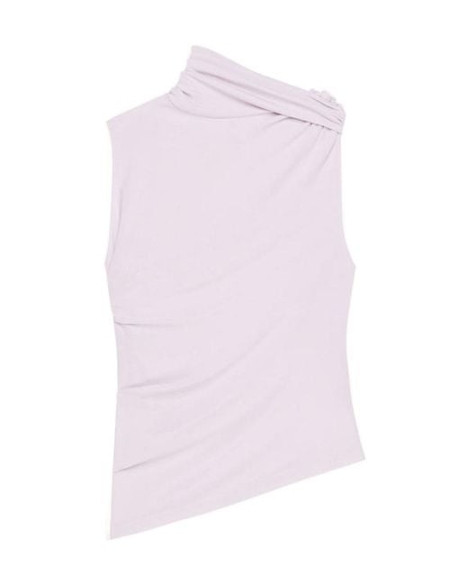 Courreges Pink Courrèges Draped Asymmetric Jersey Top