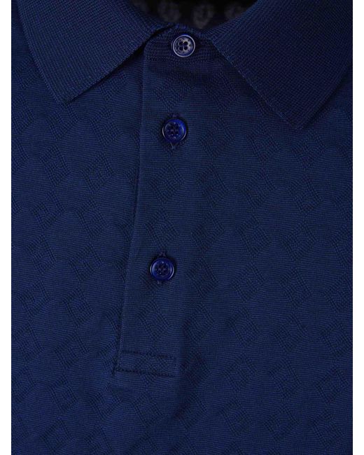 Givenchy Blue 4G-Jacquard Short-Sleeved Polo Shirt for men