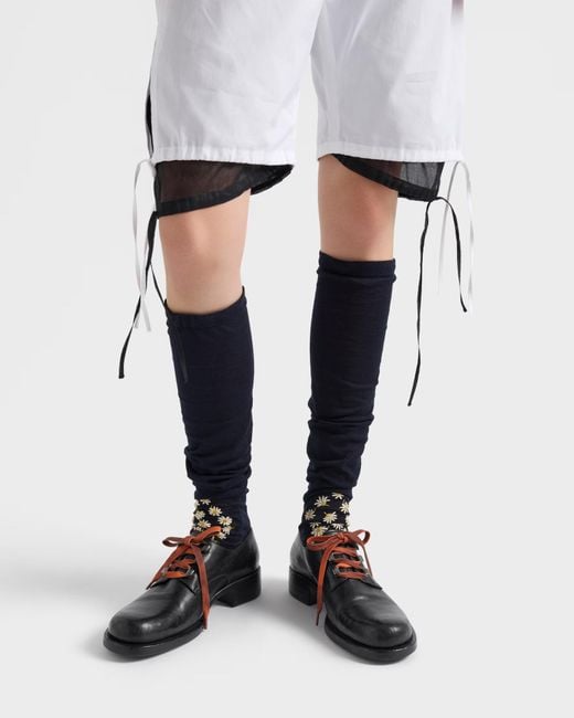 Prada Black Antiqued Leather Lace-Up Shoes