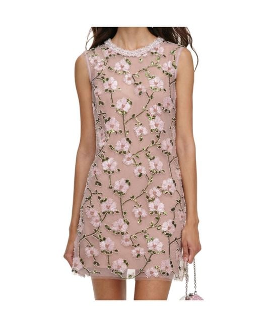 Self-Portrait Brown Floral Sequin Embellished Mini Dress