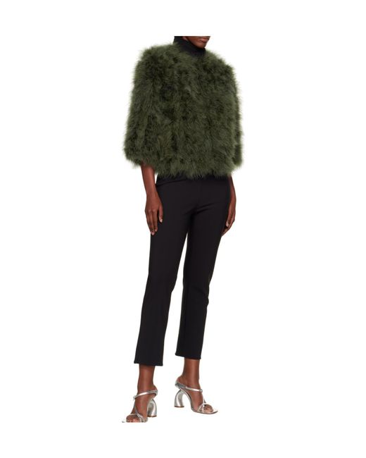 Yves Salomon Green Short Feather Jacket