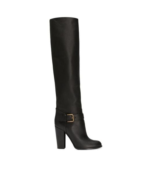 Dolce & Gabbana Black Buckle Detailed Heeled Boots