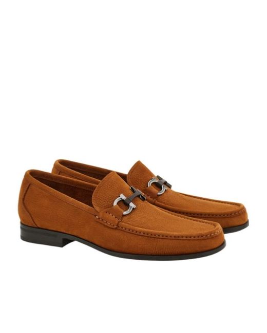 Ferragamo Brown Gancini Buckle Loafer for men
