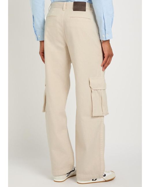 Loewe White Cotton Cargo Pants for men