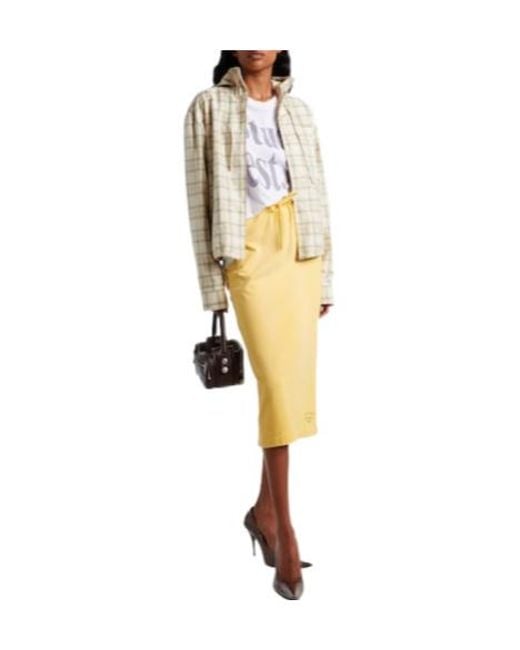 Acne Yellow Minimalist Midi Skirt