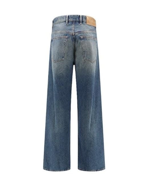 MM6 by Maison Margiela Blue Logo-Patch Wide-Leg Jeans for men