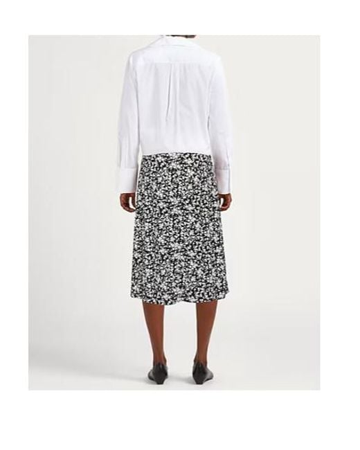 Ganni White Printed Midi Skirt
