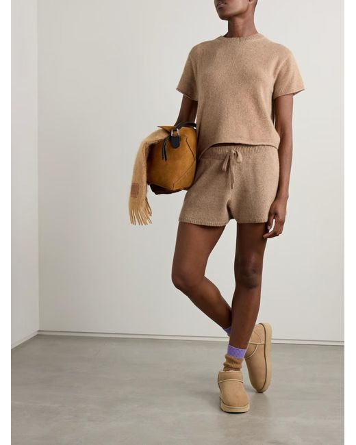 The Elder Statesman Natural Short-Sleeved Cashmere Sweater