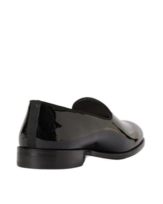 Doucal's Black Logo Patent Leather Loafers for men