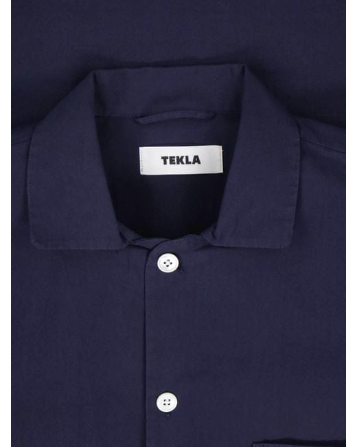 Tekla Blue Long Sleeved Pyjama Shirt for men