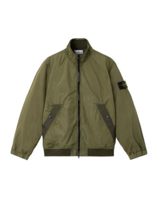 Stone Island Green Wool And Nylon Bomber Jacket for men