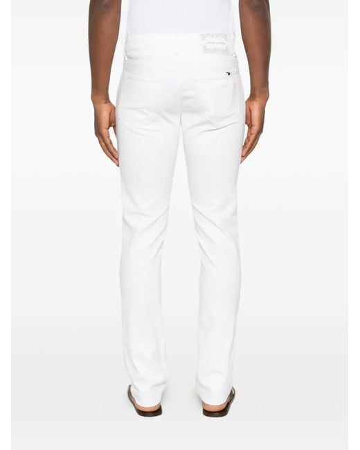Jacob Cohen White Logo-Patch Five-Pocket Jeans for men