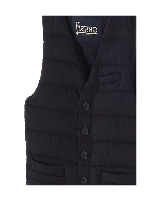 Herno Gray Padded Button-Up Gilet for men