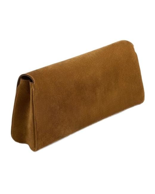 Khaite Brown Audrey Flap Clutch Bag