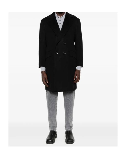 Kiton Black Long-Sleeved Coat for men