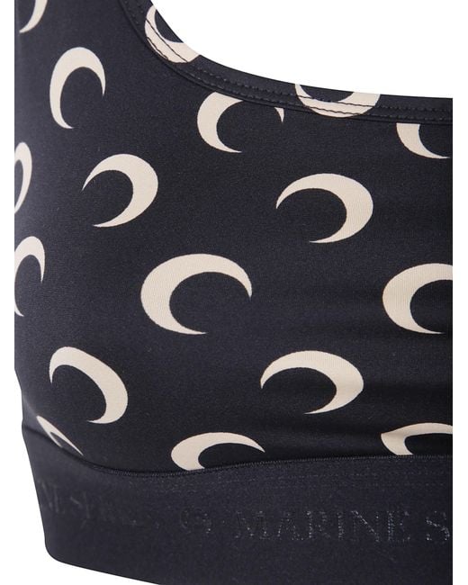 MARINE SERRE Blue Moon-Printed Sleeveless Sports Bra