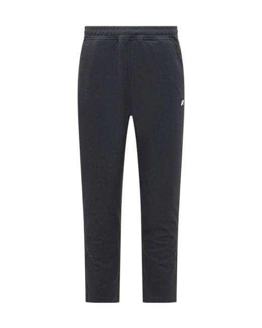K-Way Blue Logo-Embroidered Tapered Leg Track Pants for men