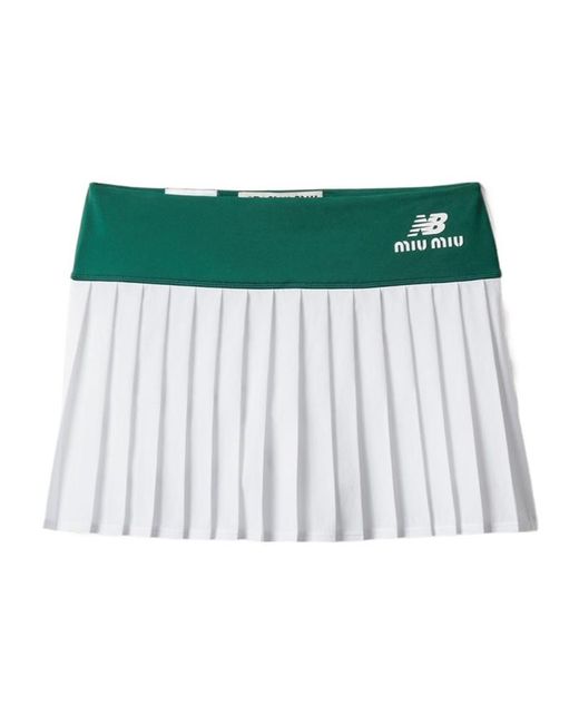 Miu Miu Green Stretch Technical Jersey Pleated Miniskirt