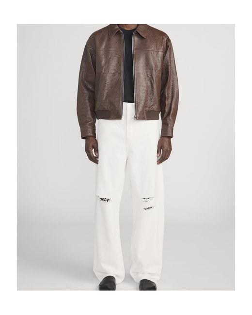 FRAME Brown Zip Leather Jacket for men