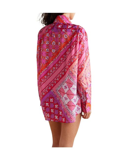 Emilio Pucci Pink Oversized Printed Cotton-Voile Shirt