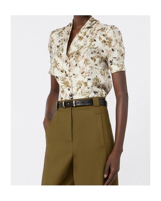 Max Mara White Printed Silk Twill Shirt