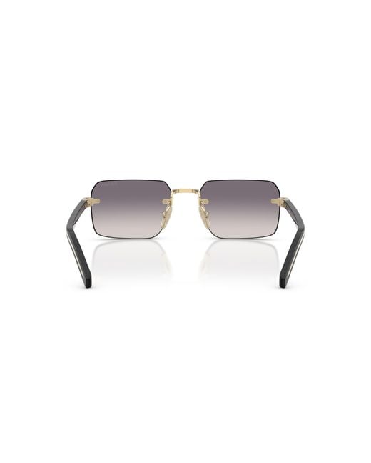 Prada Metallic Eyewear Rectangle Rimless Frame Sunglasses for men