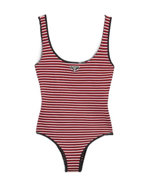 Prada Red Stripe Triangle Swimsuit