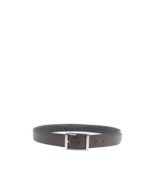 Etro White Paisley Jacquard Reversible Buckle Belt for men